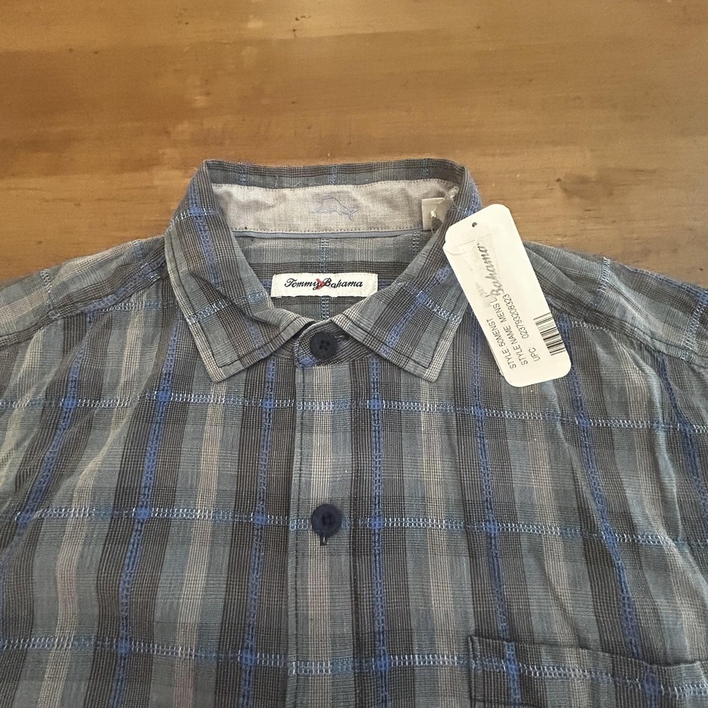 Tommy Bahama Shirt Mens Medium Plaid Button Down Short Sleeve Beach Dad Summer